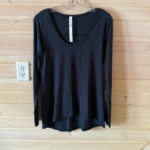 Lululemon Pima Cotton Long Sleeve Tee Size 6 Black Soft Lightweight EUC